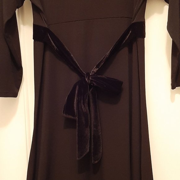 Attention brand Black Polyester, Velour trim Fit n Flare Midi Dress, Woman Sz S - Picture 8 of 12